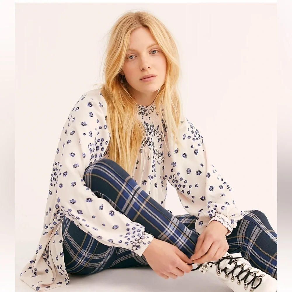 Free People Flowers in Her Hair Tunic/Dress Long Sleeve Flowy